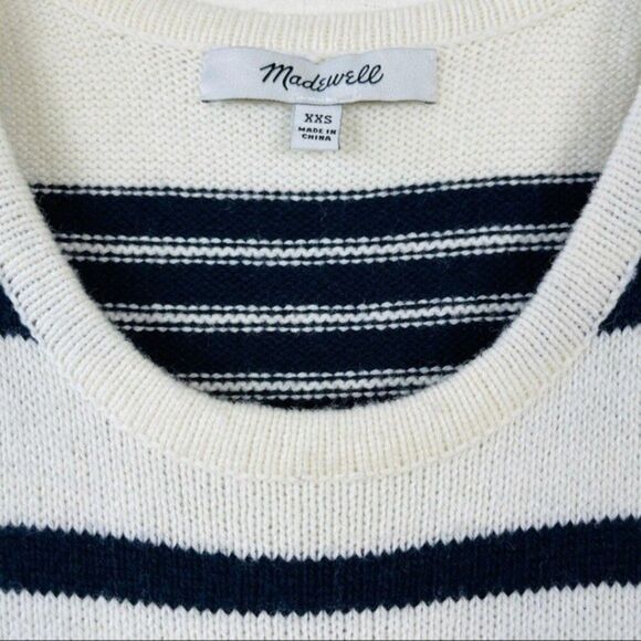 Madewell Stripe Play Crop Knit Sweater Tank Top XXS White Navy Retro 70s Boho - Picture 5 of 8